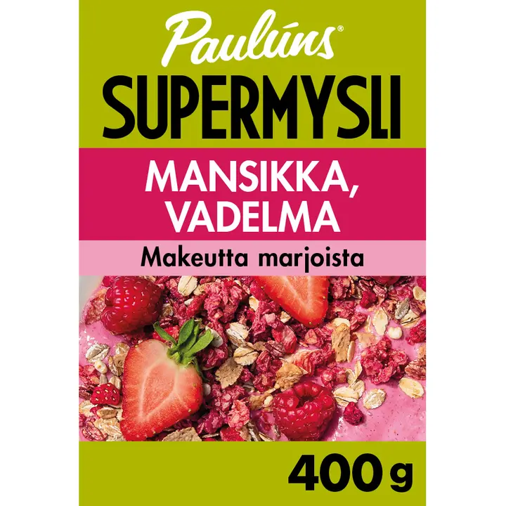 Pauluns mansikka ja vadelma supermysli 400g