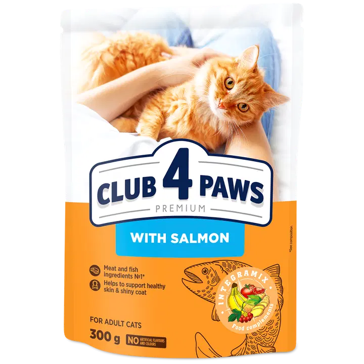 Club4Paws Premium Kuivtoit täiskasv. kassile lõhega 0.3 kg