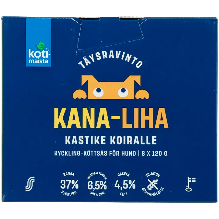 Kotimaista kana-lihakastike koiralle multipack täysravinto 8 x 120 g