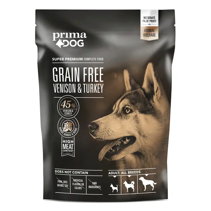 PrimaDog Peura-kalkkuna viljaton täysravinto koirille 1,5 kg