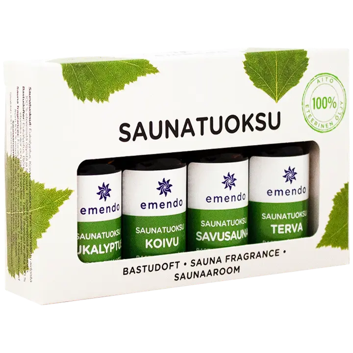 Emendo 4x10ml saunatuoksut eukalyptus, koivu, savusauna ja terva