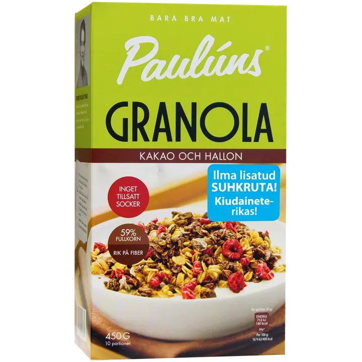 Paulúns Granola kakao ja vaarika 450 g