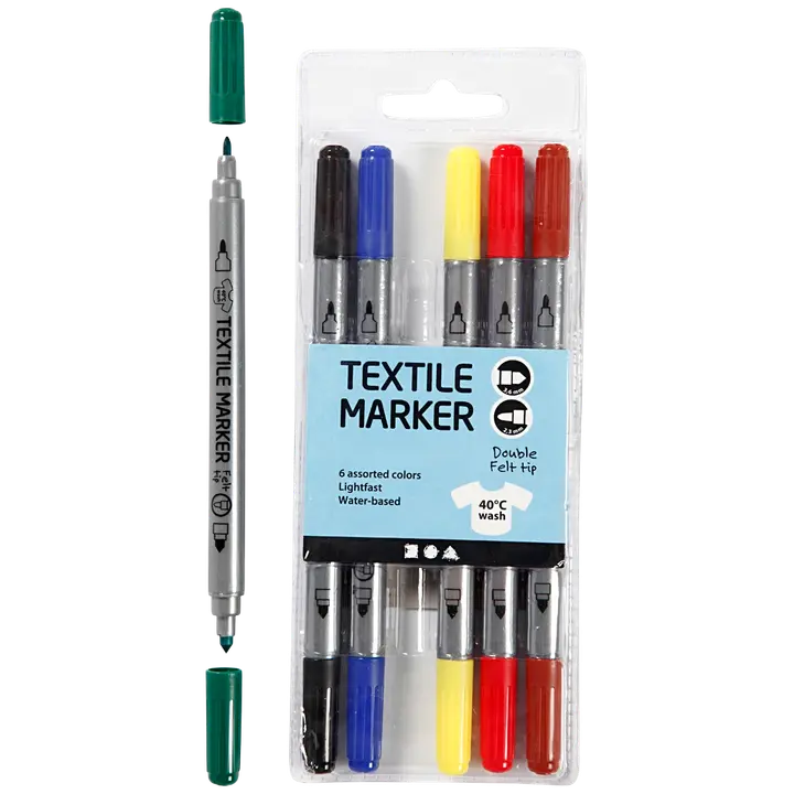 Nellen tekstiilitussit värilajitelma 6kpl