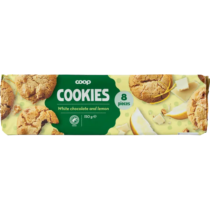 Coop valkosuklaa-sitruunacookie 150 g