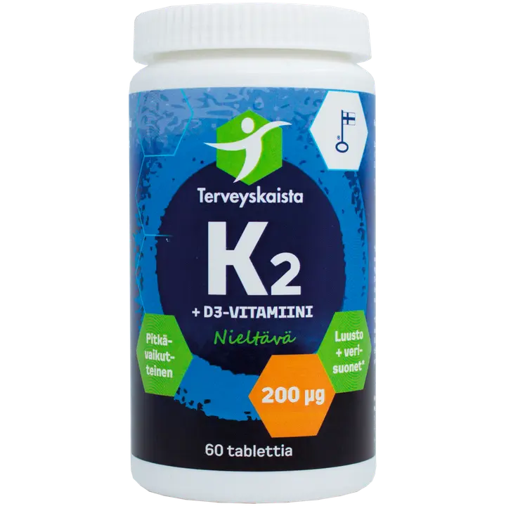 Terveyskaista K2+D3 60 tabl. PITKÄVAIKUTTEINEN