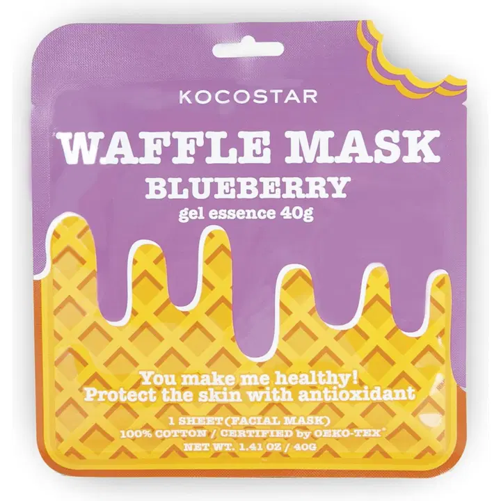 KOCOSTAR Waffle Mask Blueberry antioksidanttinen kangasnaamio 1kpl