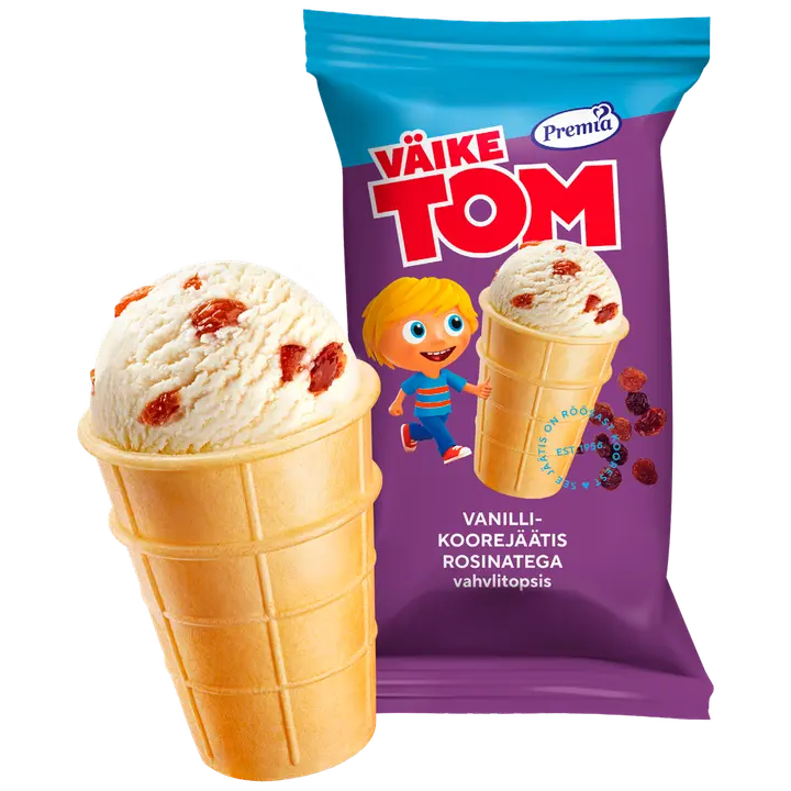 Väike Tom vanilli-koorejäätis rosinatega vt 70g/120ml