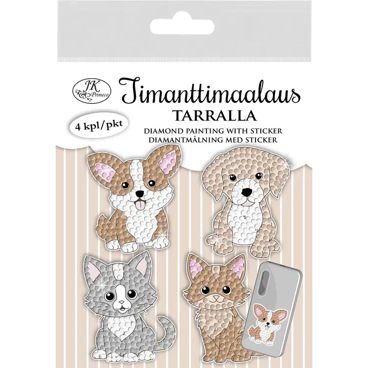 J.K. Primeco timanttimaalaustarra Kissat ja koirat 4kpl