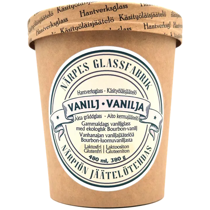 Närpiön Jäätelötehdas Vanhanajan vaniljakermajäätelö laktoositon 480ml 380 g
