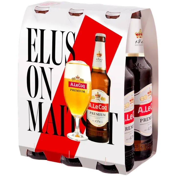 A. Le Coq Premium õlu 6-pakk 4,7%vol 3L