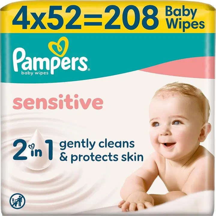 Pampers 4x52kpl Sensitive Baby Wipes puhdistuspyyhe
