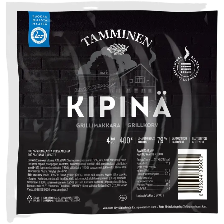 Tamminen Kipinä® grillimakkara 4kpl 400g