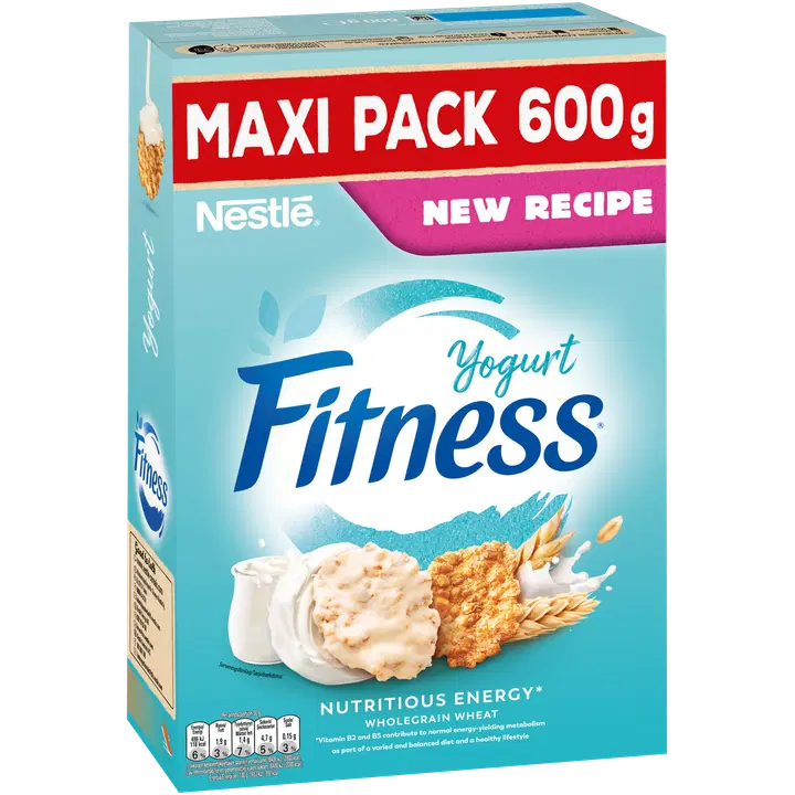 Nestlé Fitness 600g Yogurtflakes hiutaleita täysjyvävehnästä-, -kaurasta ja riisistä sekä jogurttikuorrutettuja hiutaleita