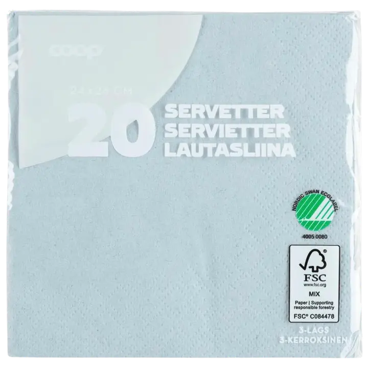 Coop lautasliina harmaa 24x24cm 20kpl