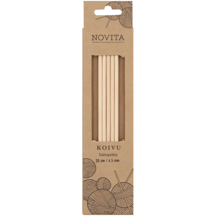 Novita sukkapuikot 20 cm koivu 4.5 mm