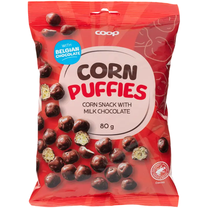 Coop corn puffies 80g šokolaadikott