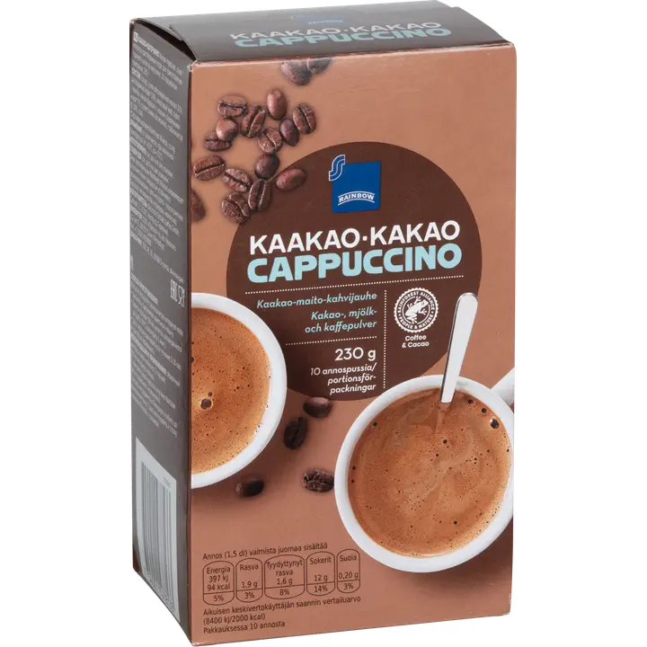 Rainbow 230g kaakao-cappuccino kahvijauhe 10 annosta
