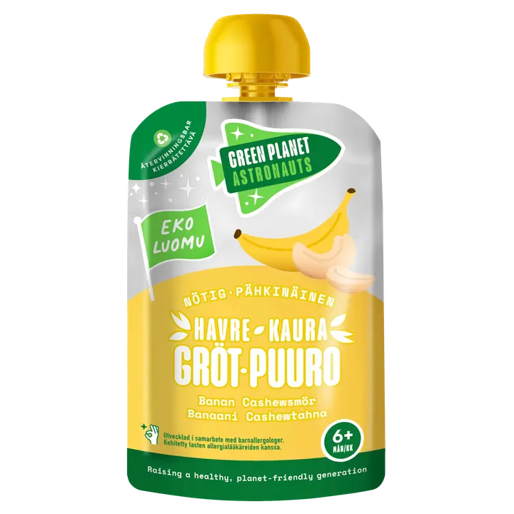 Green Planet Astronauts LUOMU pähkinäinen kaurapuuro banaani 100g 6kk+