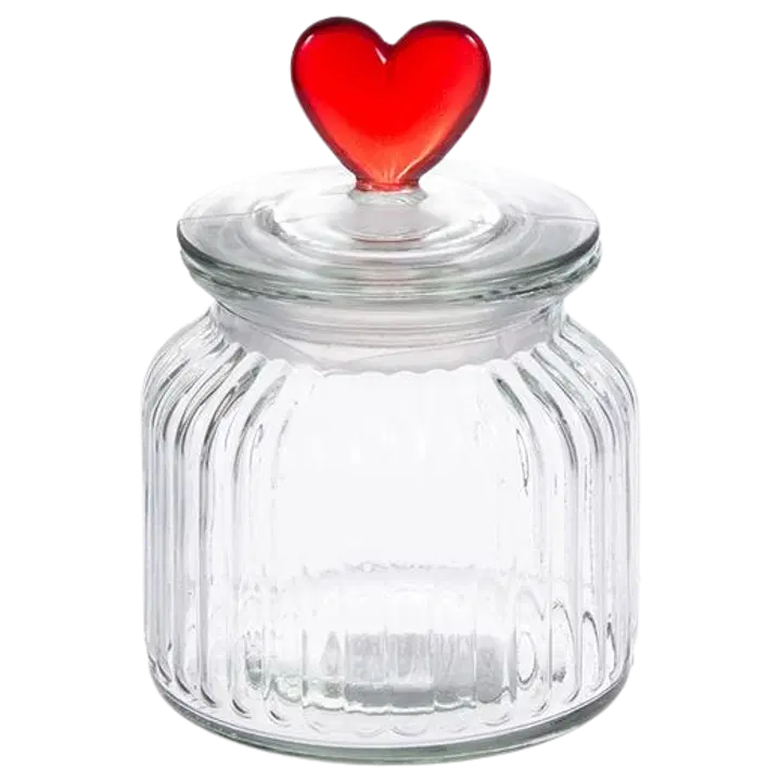 Lasipurkki 15cm pun. HEART