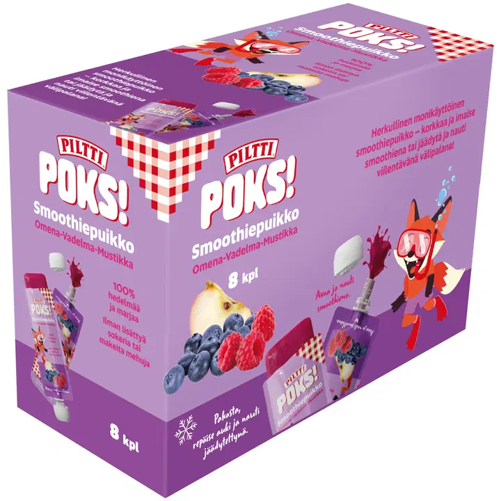 PILTTI POKS! 8x70g Smoothiestick Äpple-hallon-blåbär multipack