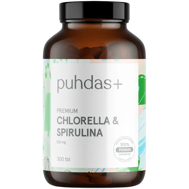 Puhdas+ Premium Chlorella & Spirulina 500 mg 300 tbl