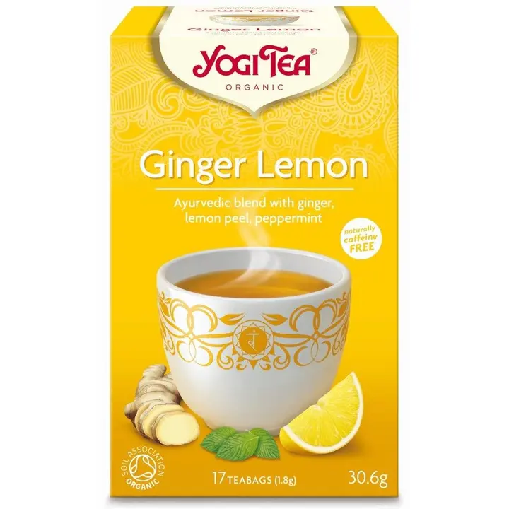 Yogi Tea Luomu Ginger Lemon Yrtti-mauste-hedelmätee Ayurvedinen 17x1,8g