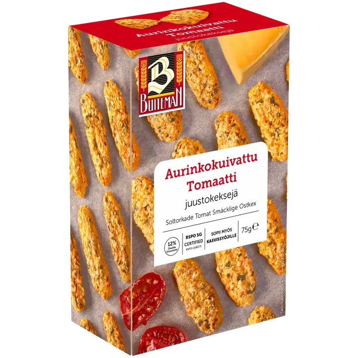 Buiteman juustokeksejä aurinkokuivattu tomaatti 75g