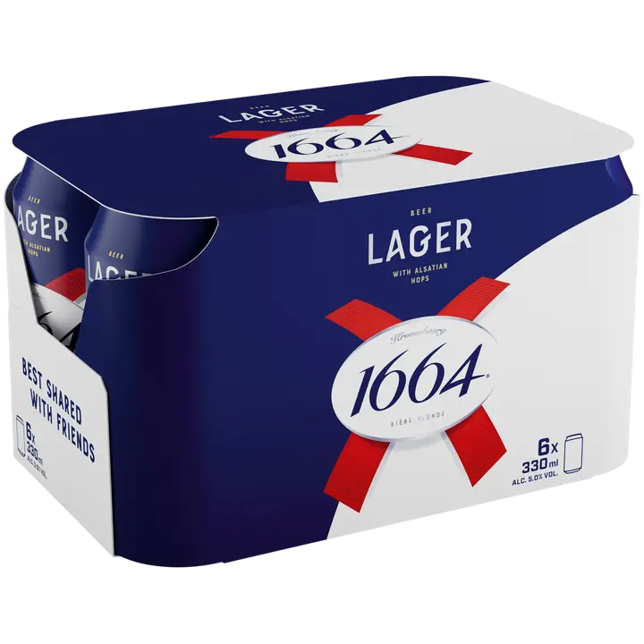 6-pack 1664 Lager olut 5% tölkki 0,33 L