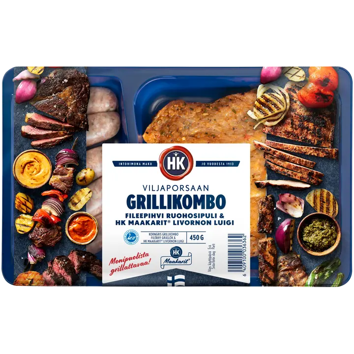 HK Grillikombo Viljaporsaan ulkofilepihvi ruohosipuli & HK Maakarit® Livornon Luigi 450g