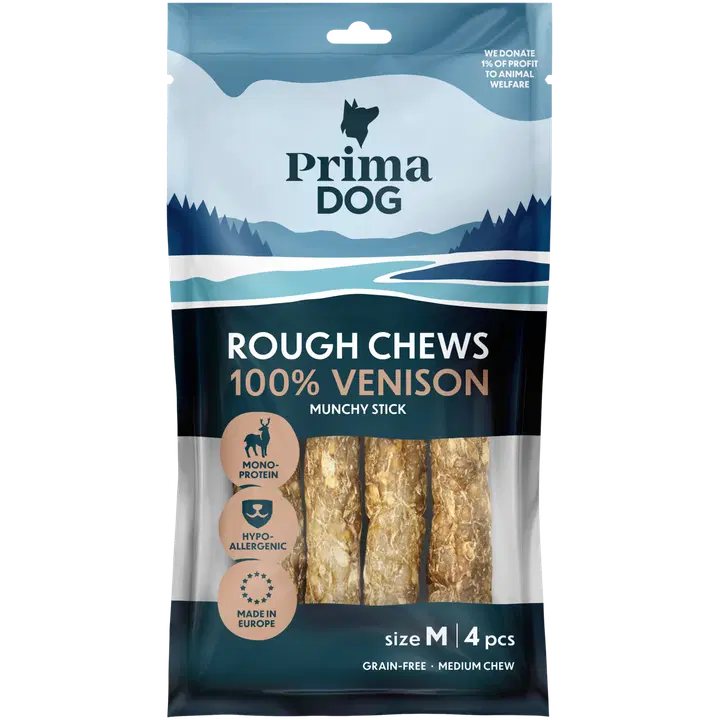 PrimaDog Rough Chews Riista rouhepatukka M 12 cm 4 kpl 80 g