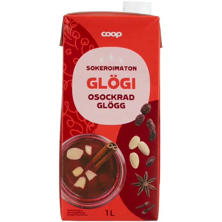 Coop sokeroimaton punainen glögijuoma 1l