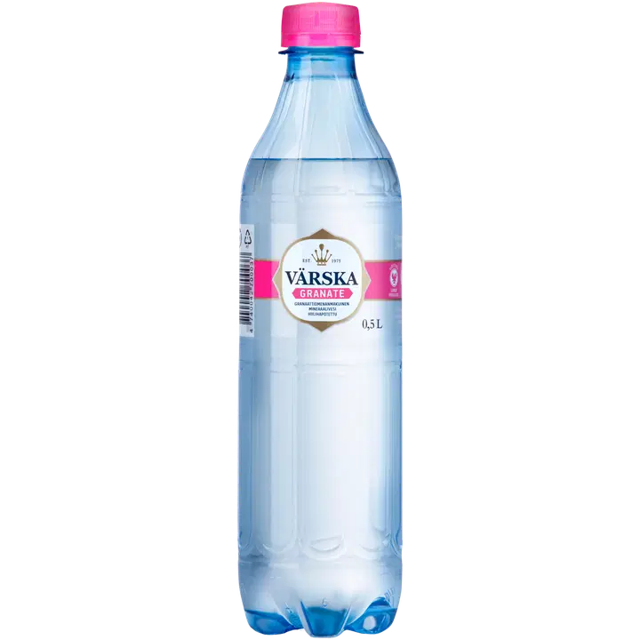 Värska Granate, granaattiomenan makuinen mineraalivesi, hiilihapollinen 0,5L PET