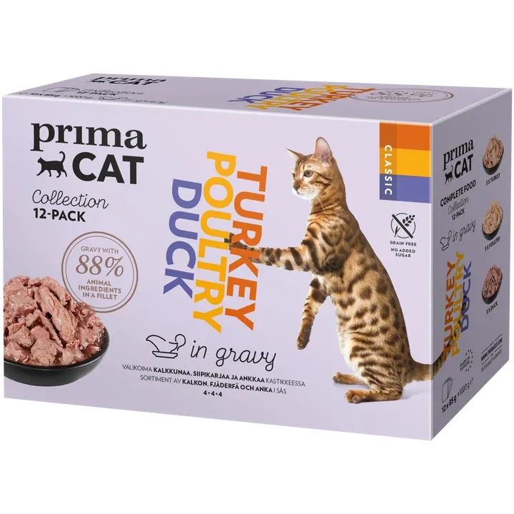 PrimaCat Classic Siipikarja kastikelajitelma 12 x 85 g