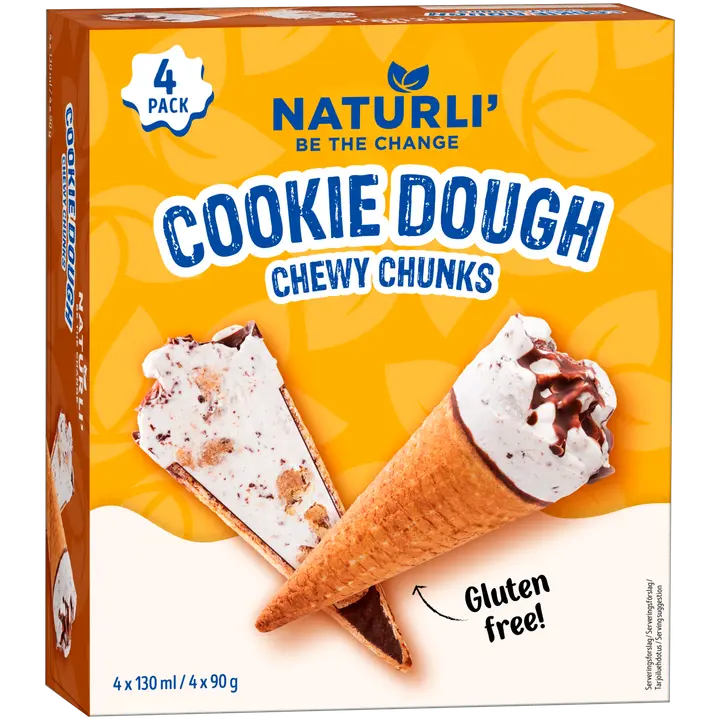 Naturli cookie dough vohveli vegaaninen jäätelö 4x130ml/4x90g