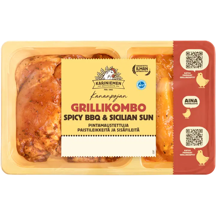 Kariniemen Kananpojan Grillikombo Spicy BBQ & Sicilian sun 550 g