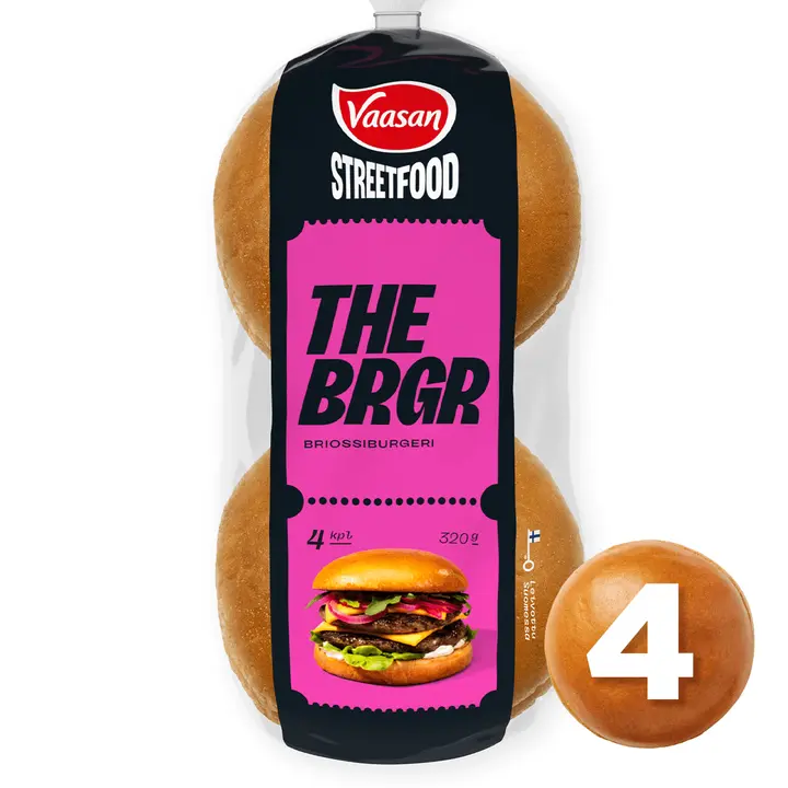 Vaasan Street Food THE BRGR Gourmet burgerisämpylä 320 g 4 kpl