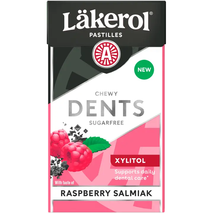 Läkerol Dents Raspberry Salmiak ksylitolipastilli 36g
