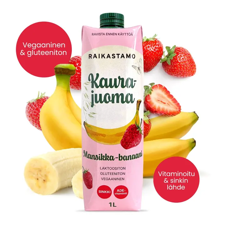 Raikastamo Kaurajuoma Mansikka-banaani 1L