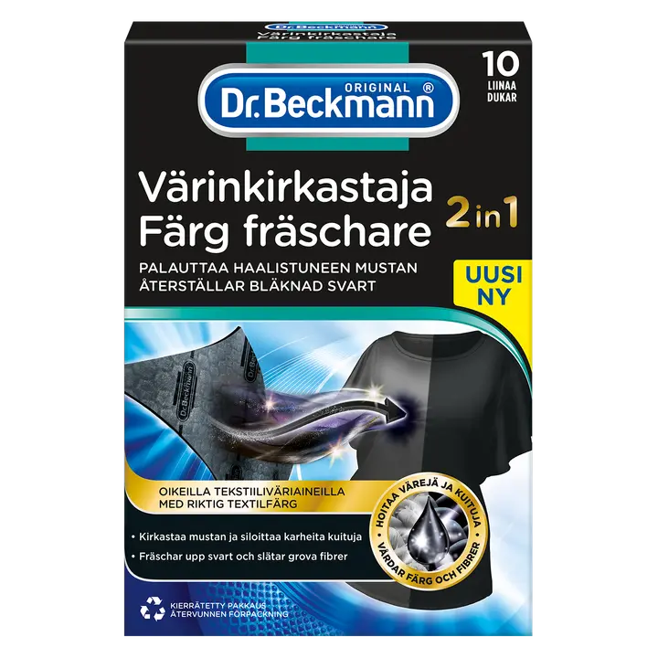Dr beckmann mustuse- ja värvipüüdjad mustale kangale 10tk