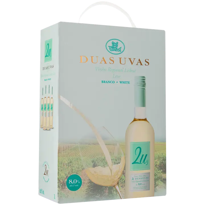 2U Duas Uvas Vinho Regional Lisboa Leve valkoviini 8,0 til-% 3L hanapakkaus