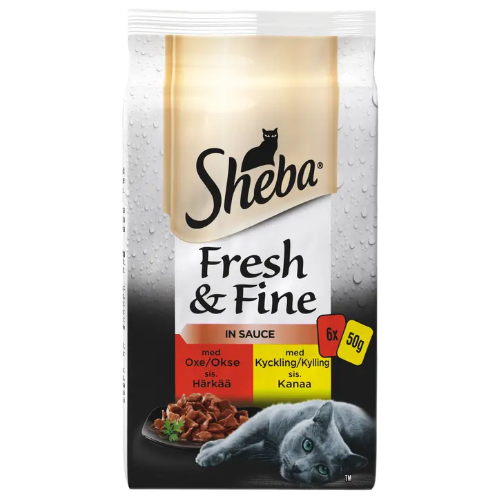 Sheba Täissööt kassidele Fresh&Fine veise- ja kanaliha kastmes 6x50g