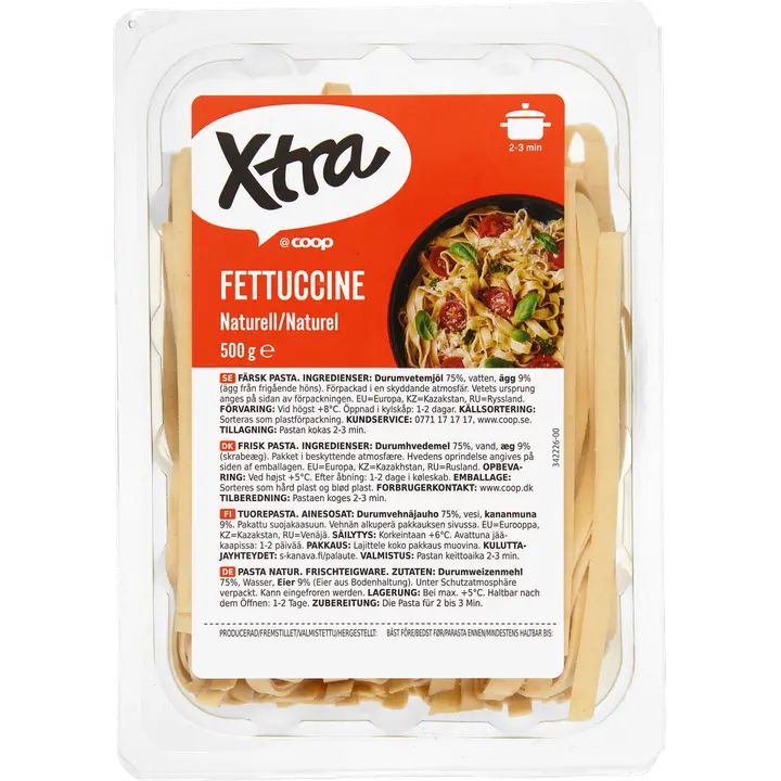 Värske pasta fettuccine, naturaalne 500 g