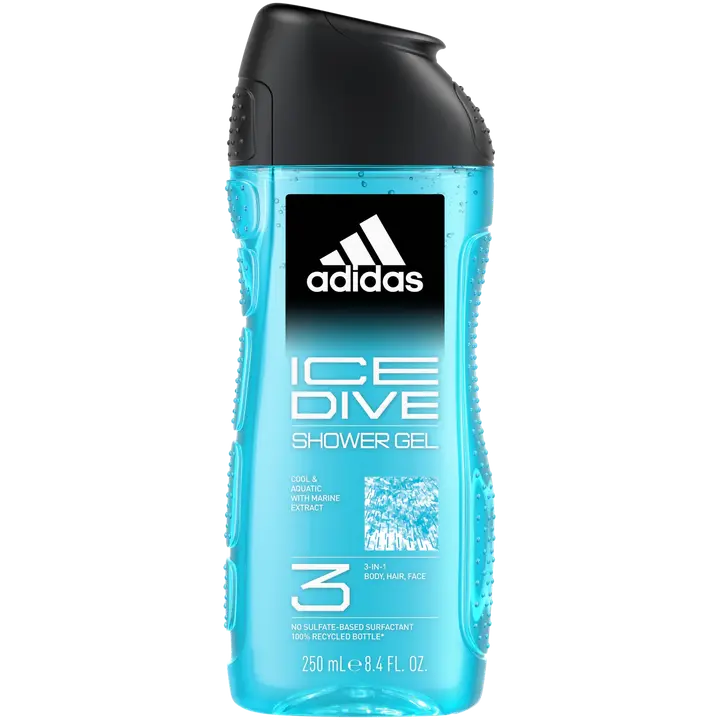 Adidas Ice Dive 3in1 Shower Gel 250ml, suihkugeeli miehet
