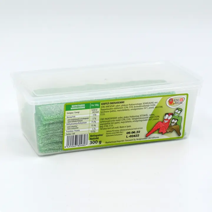 King Regal kirpeä omenaremmi 300g makeisnauhat