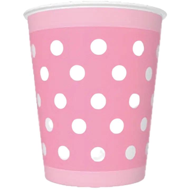 Roosa nauha muki 250 ml pinkki valkoiset pilkut 8 kpl