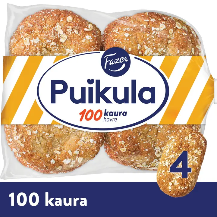 Fazer Puikula 100Kaura 4kpl 240g, kauraleipä