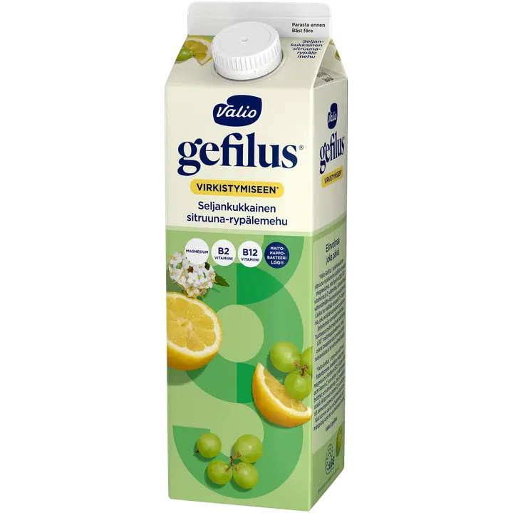 Valio Gefilus® sitruuna-rypälemehu 1 l seljankukkainen+magnesium
