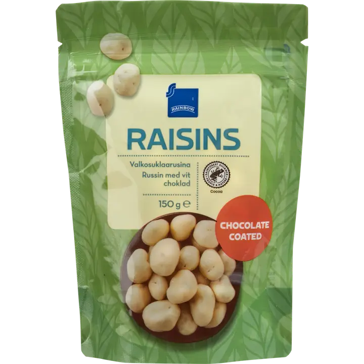 Rainbow 150g Raisins valkosuklaarusina