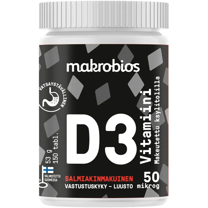 Makrobios D3-vitamiini salmiakki 50mcg 150 tablettia 53g