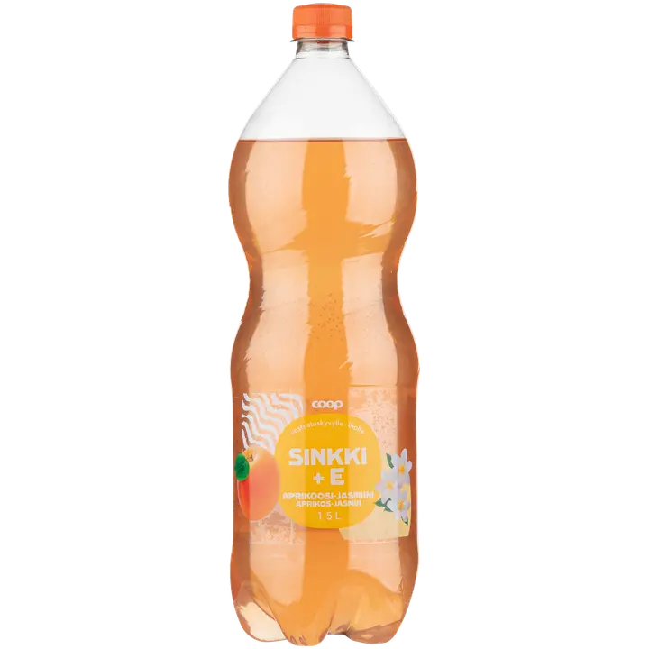 Coop aprikoosi-jasmiini sinkki + E-vitamiini hiilihapotettu juoma 1,5l